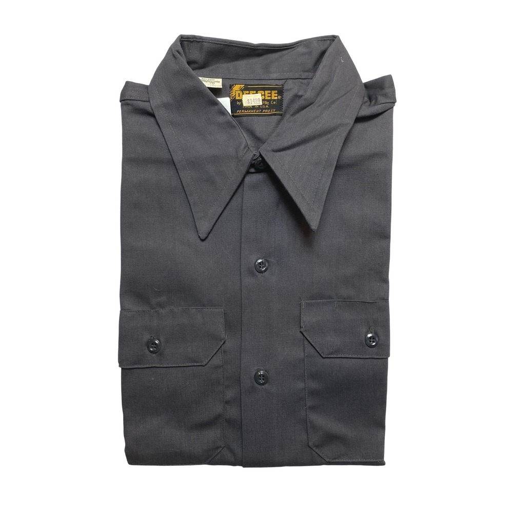 Dee Cee Work Shirt Mens 16 Gray Long Sleeve USA Made Button Up Deadstock